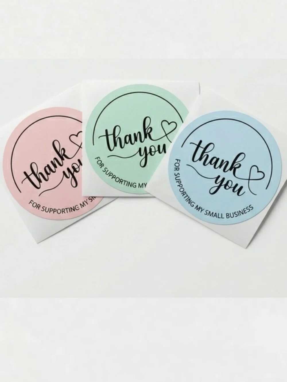 3/$15 50 Pcs Pastel Thank You Stickers Pink Mint Blue Small Business Packaging